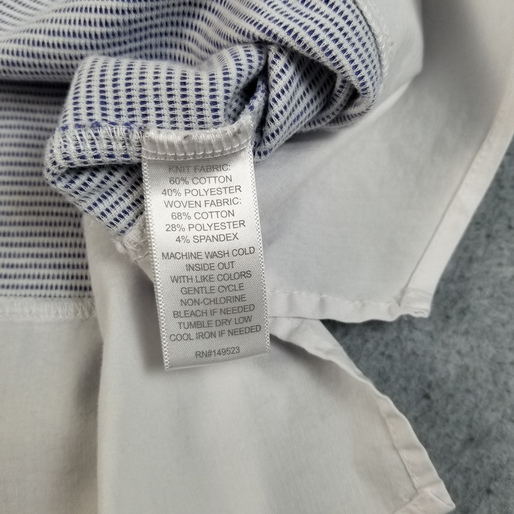 Alexander Jordan Top Womens 1X Plus Blue White Striped Layer Look Blouse Preppy - Picture 7 of 12